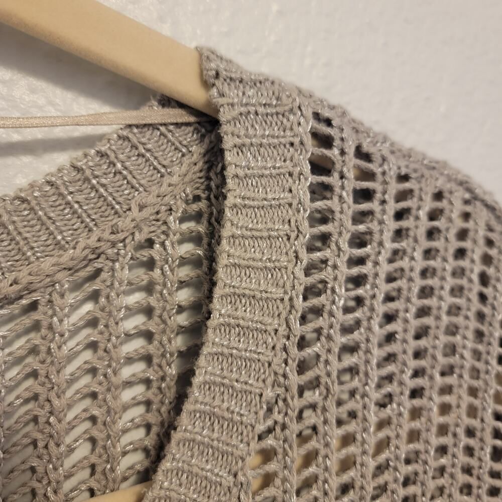 Beachy Laggenlook Scandigirl Subtle Metallic Coverup Open Knit Top - Picture 9 of 12